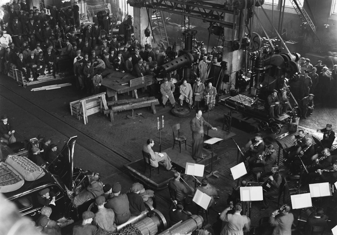 Large television studio set with audience